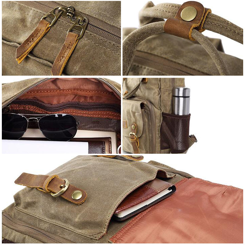 Flash Sale Waxed Canvas DSLR Camera Backpack Waterproof Travel Backpack