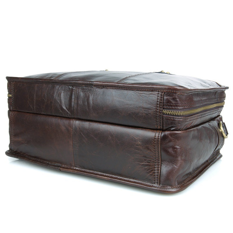 Oil Wax Laptop Messenger Bag Business Briefcase Men Leather Bags Side Bags 7345