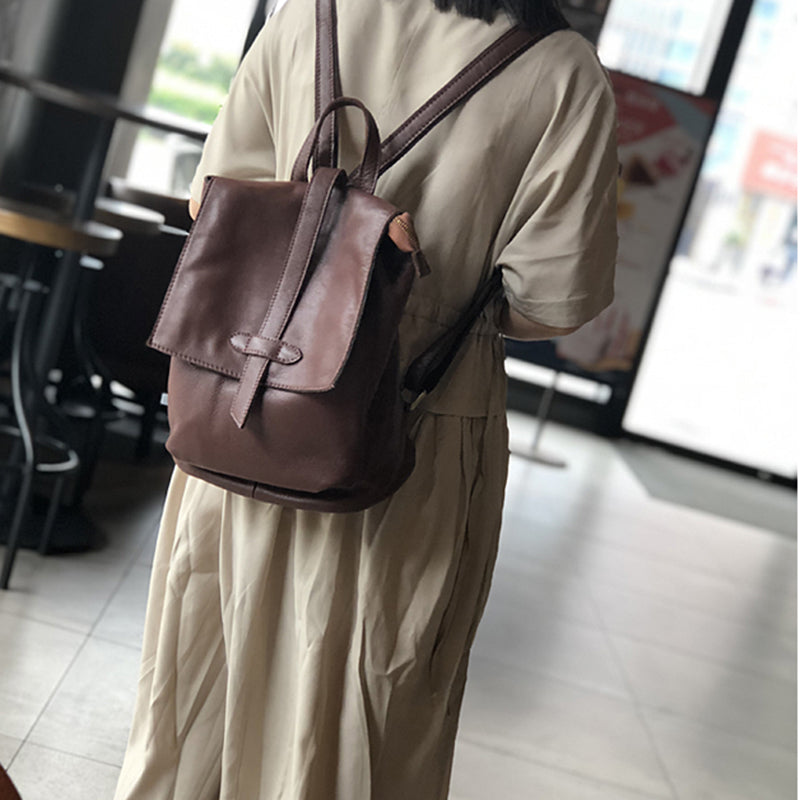 Genuine Leather Backpack Purse for Women, Leather Backpack for School, Full Grain Leather Handmade Bag