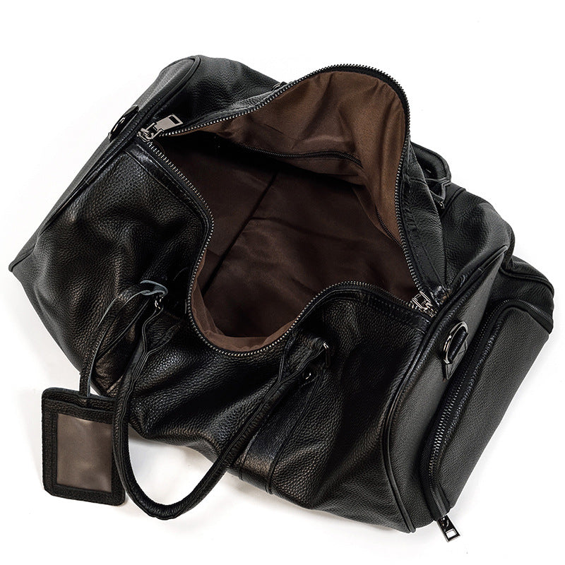 Full Grain Leather Travel Bag With Shoes Compartment, Cowhide Leather Duffle Bag, Overnight Bag