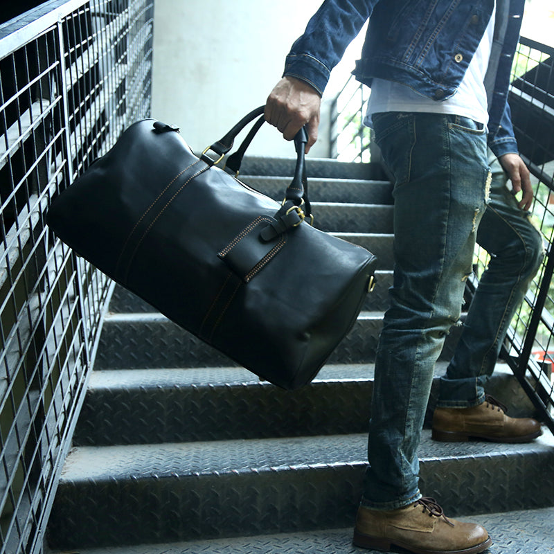 Men Large Tote Weekend Bag Cowhide Duffle Bag Travel Bag Z9016