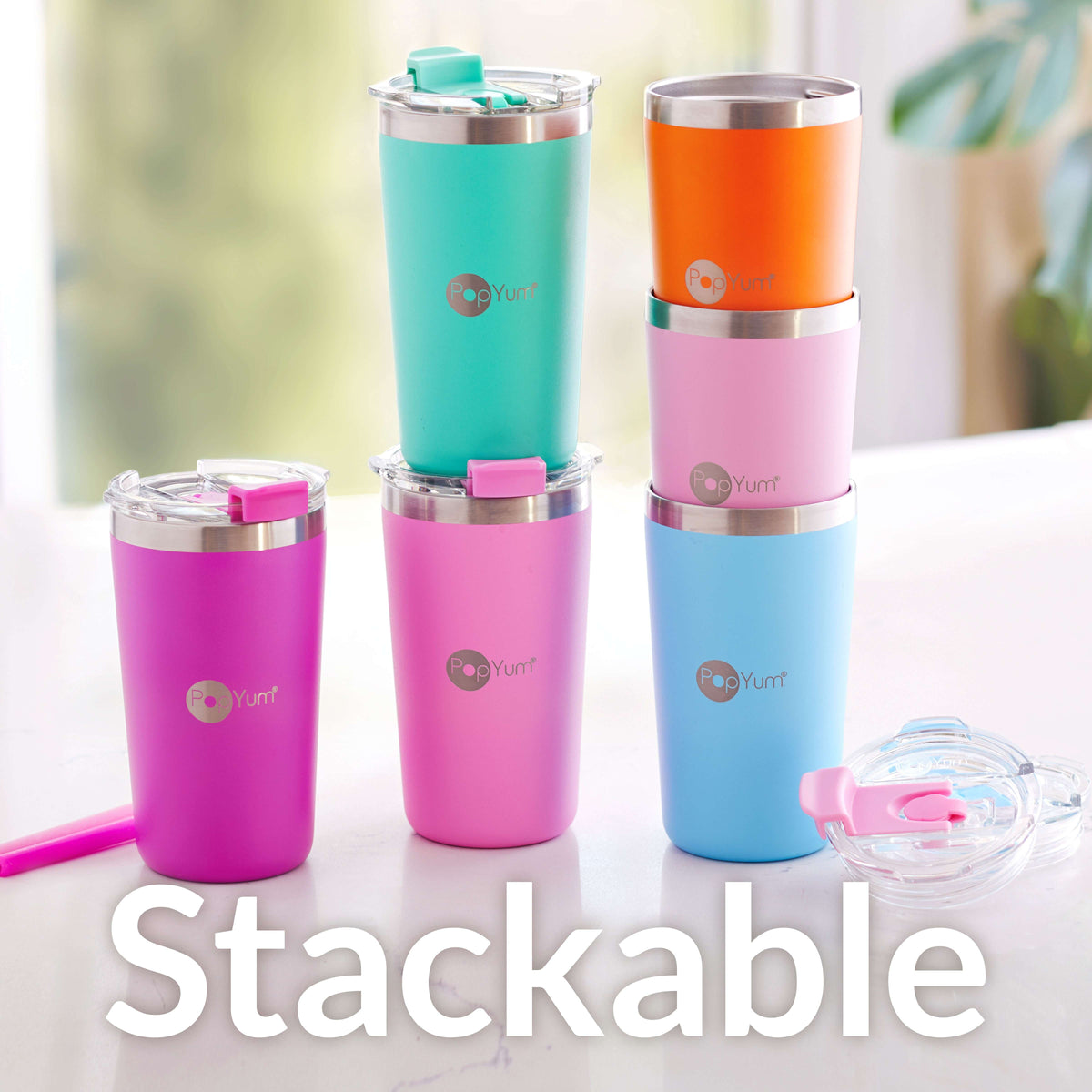 Kids Insulated Stainless Steel Cups with Lid and Straw, 13 oz, 2-Pack