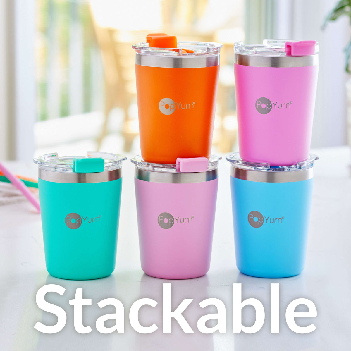Kids Insulated Stainless Steel Cups with Lid and Straw, 9 oz, 2-Pack