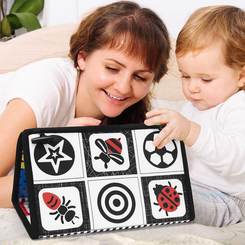Playful Tummy Time Mirror Toy with Teethers - Delightful High-Contrast Newborn Baby Entertainment for Infants