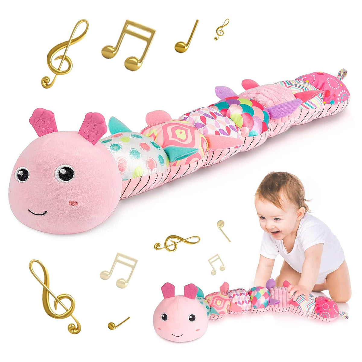 The Cuddle Croc, Musical Stuffed Infant Activity Toy with Teether, Rattle & Crinkles