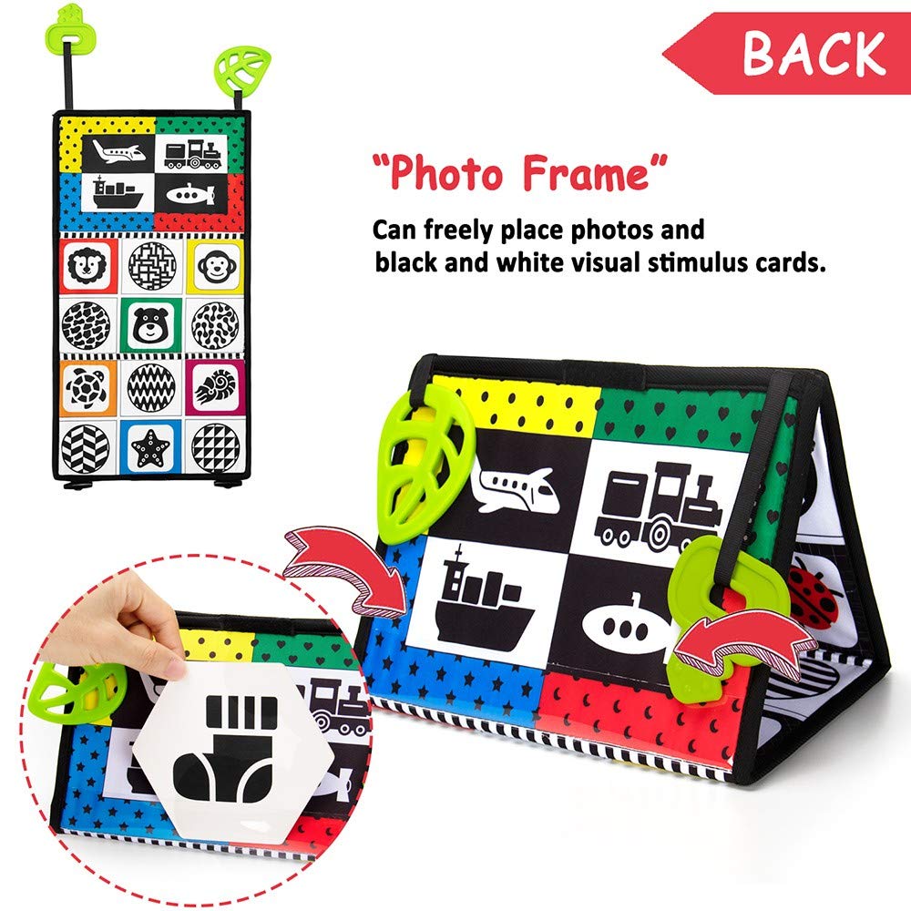 Playful Tummy Time Mirror Toy with Teethers - Delightful High-Contrast Newborn Baby Entertainment for Infants