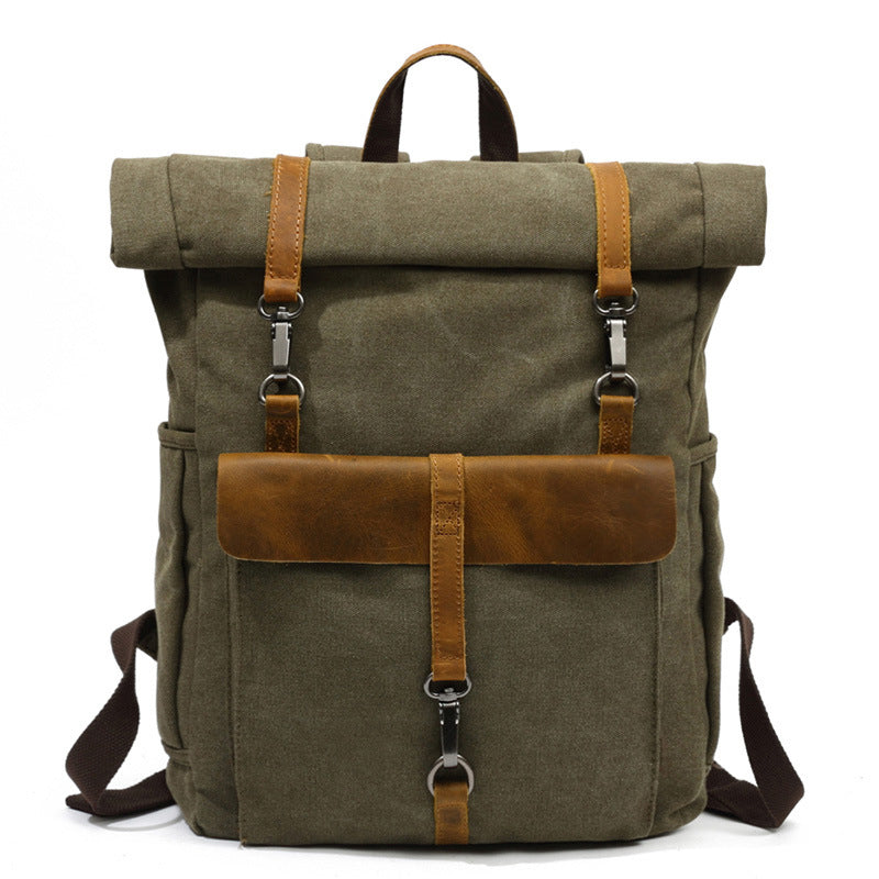 Canvas Leather Backpack, Laptop Backpack, Vintage Rucksack, Waterproof Travel Backpack