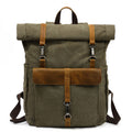 Canvas Leather Backpack, Laptop Backpack, Vintage Rucksack, Waterproof Travel Backpack