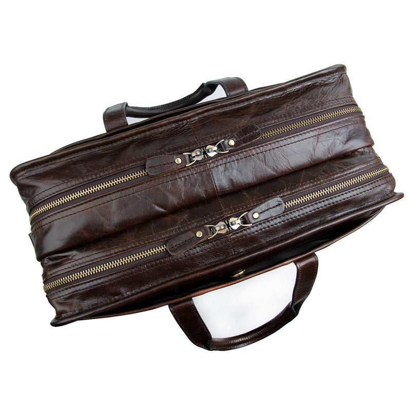 Oil Wax Laptop Messenger Bag Business Briefcase Men Leather Bags Side Bags 7345