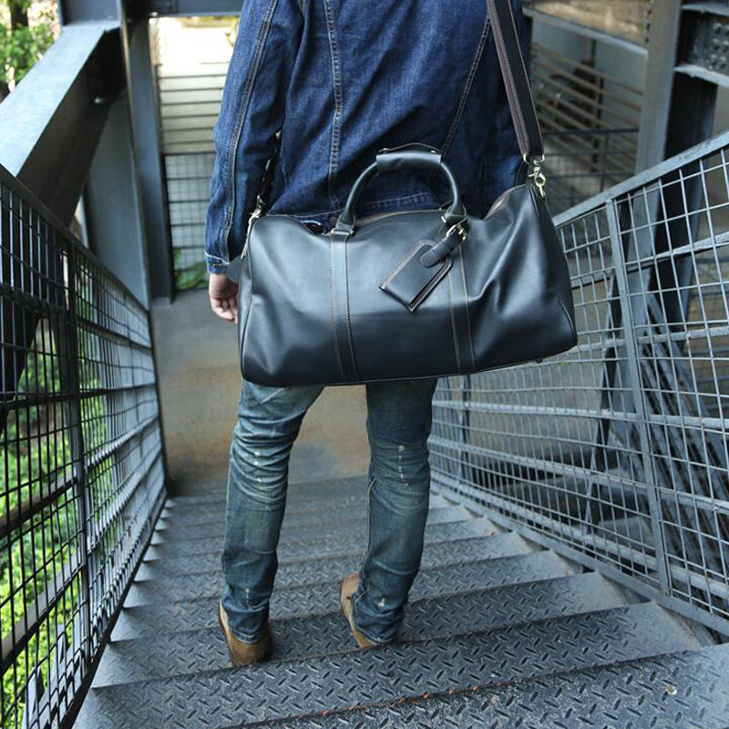 Men Large Tote Weekend Bag Cowhide Duffle Bag Travel Bag Z9016