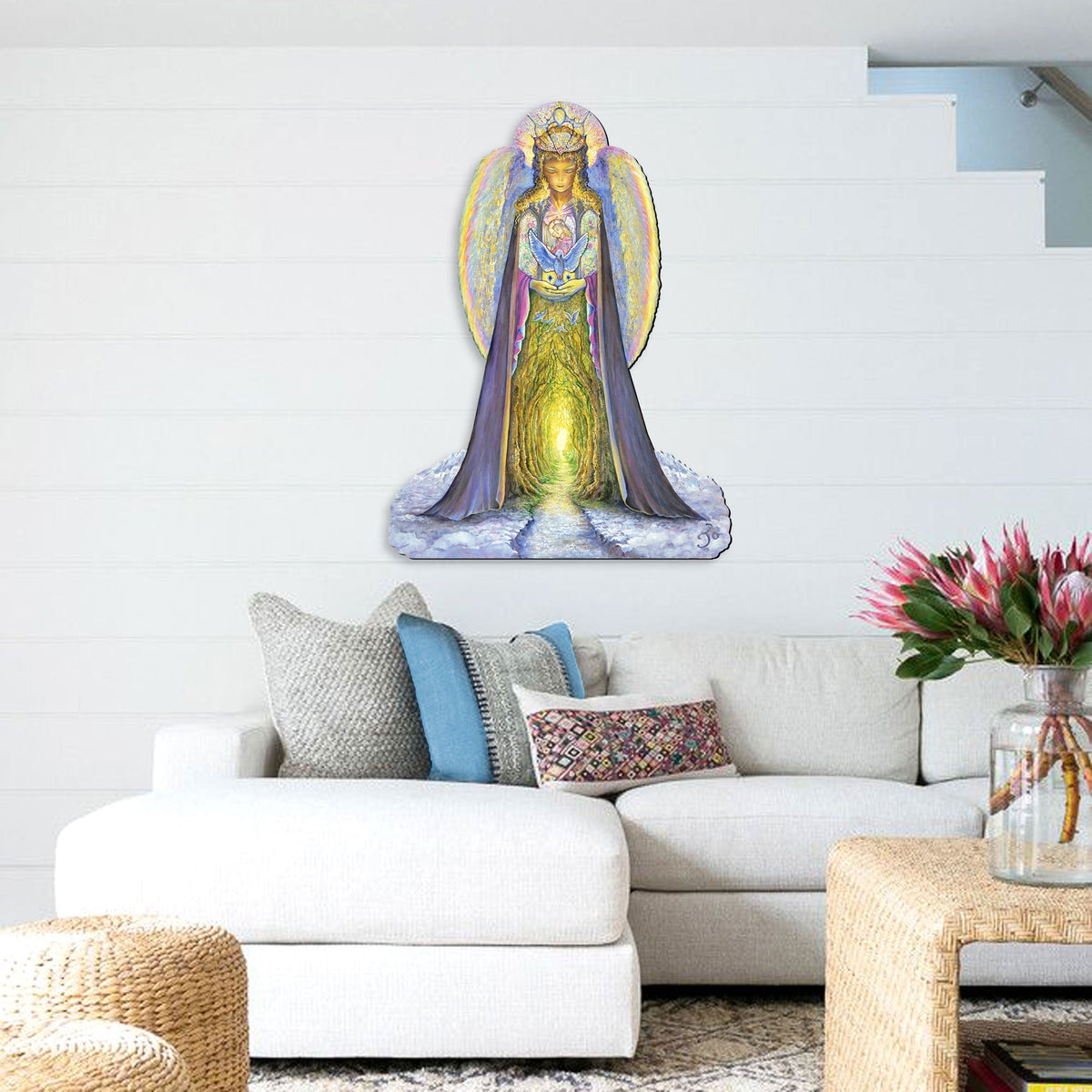 The Angel and the Bluebird Holiday Outdoor Yard Sign by Josephine Wall - Christmas Decor - 845623F-JW