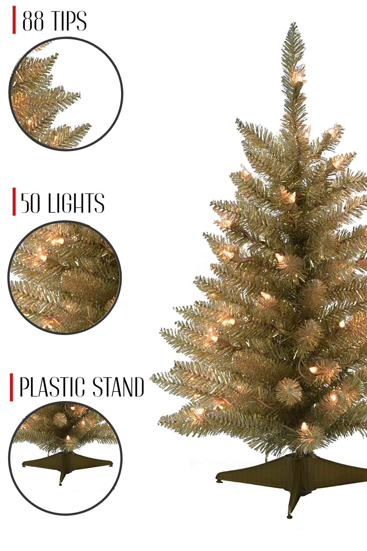 2' Prelit Tabletop Christmas Tree - Champagne