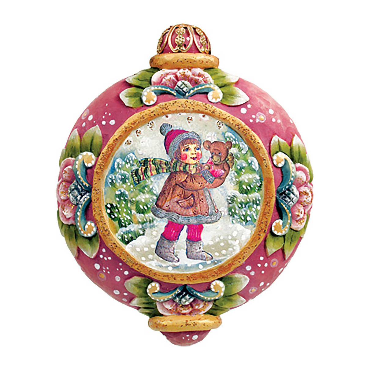 Girl Teddy Bear Sculpted Hand-Painted Christmas Ornament by G.DeBrekht - 6102423