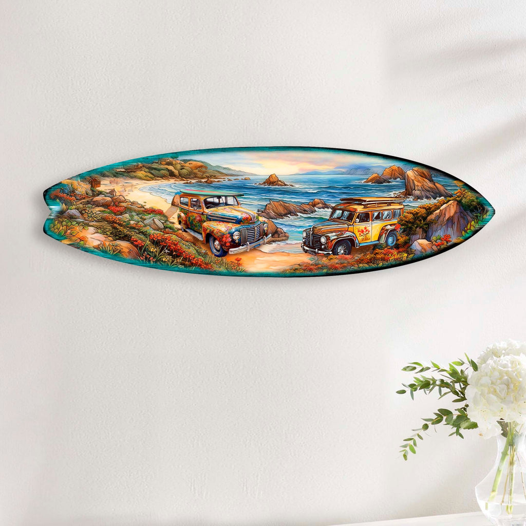 Early Morning Surf Surfboard Coastal Wall Art by G. DeBrekht - Coastal Holiday Decor - 8490126HS