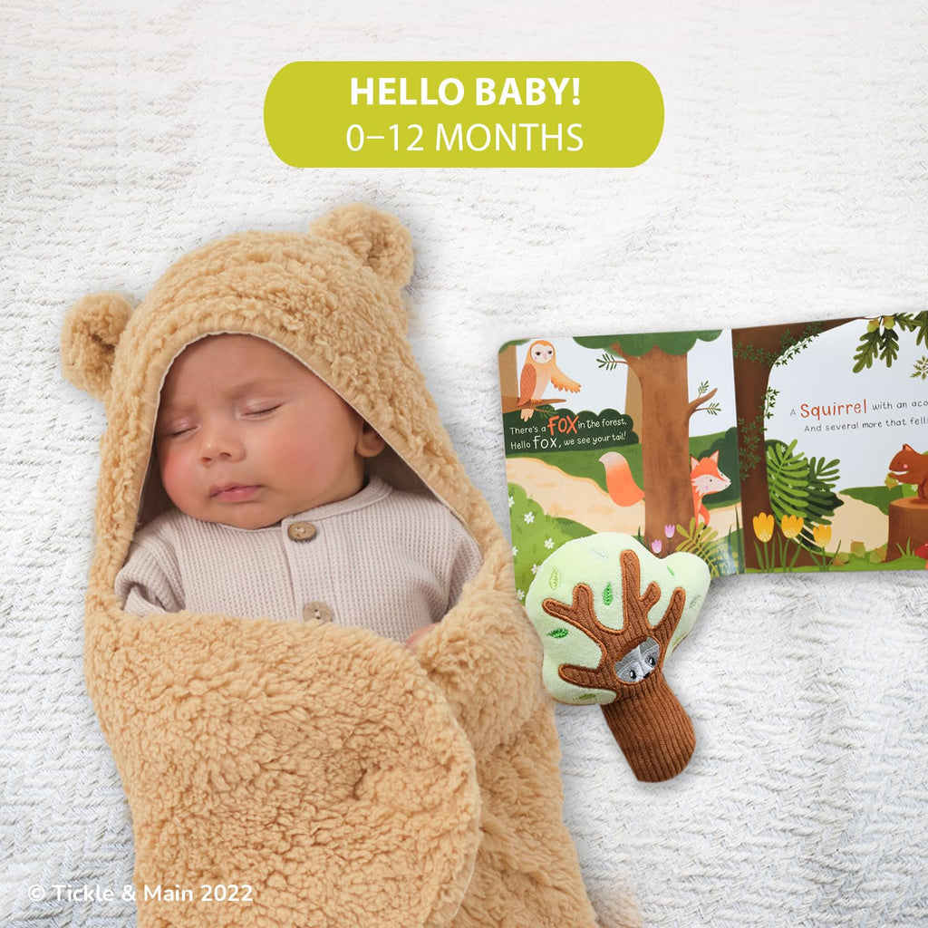 Sweet Bear Swaddle Blanket Newborn Gift Set with Storybook & Tree Rattle