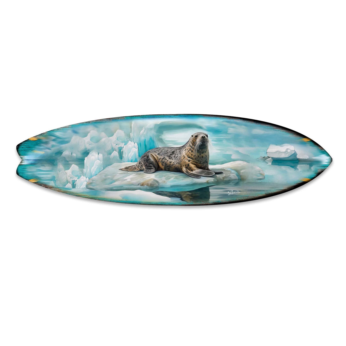 Leopard Seal Surfboard Wildlife Wall Art by G. DeBrekht - Wildlife Holiday Decor - 8490117HS