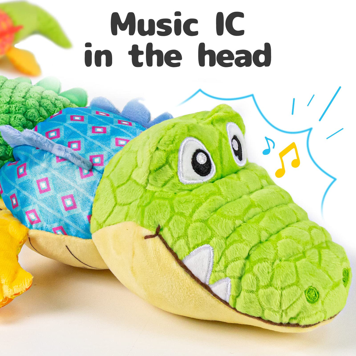 The Cuddle Croc, Musical Stuffed Infant Activity Toy with Teether, Rattle & Crinkles