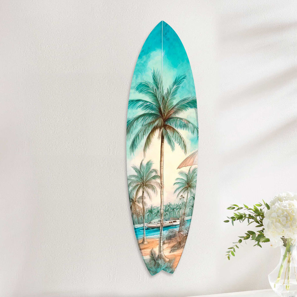 Tropical Surfboard Coastal Wall Art by G. DeBrekht - Coastal Holiday Décor - 8490111HS