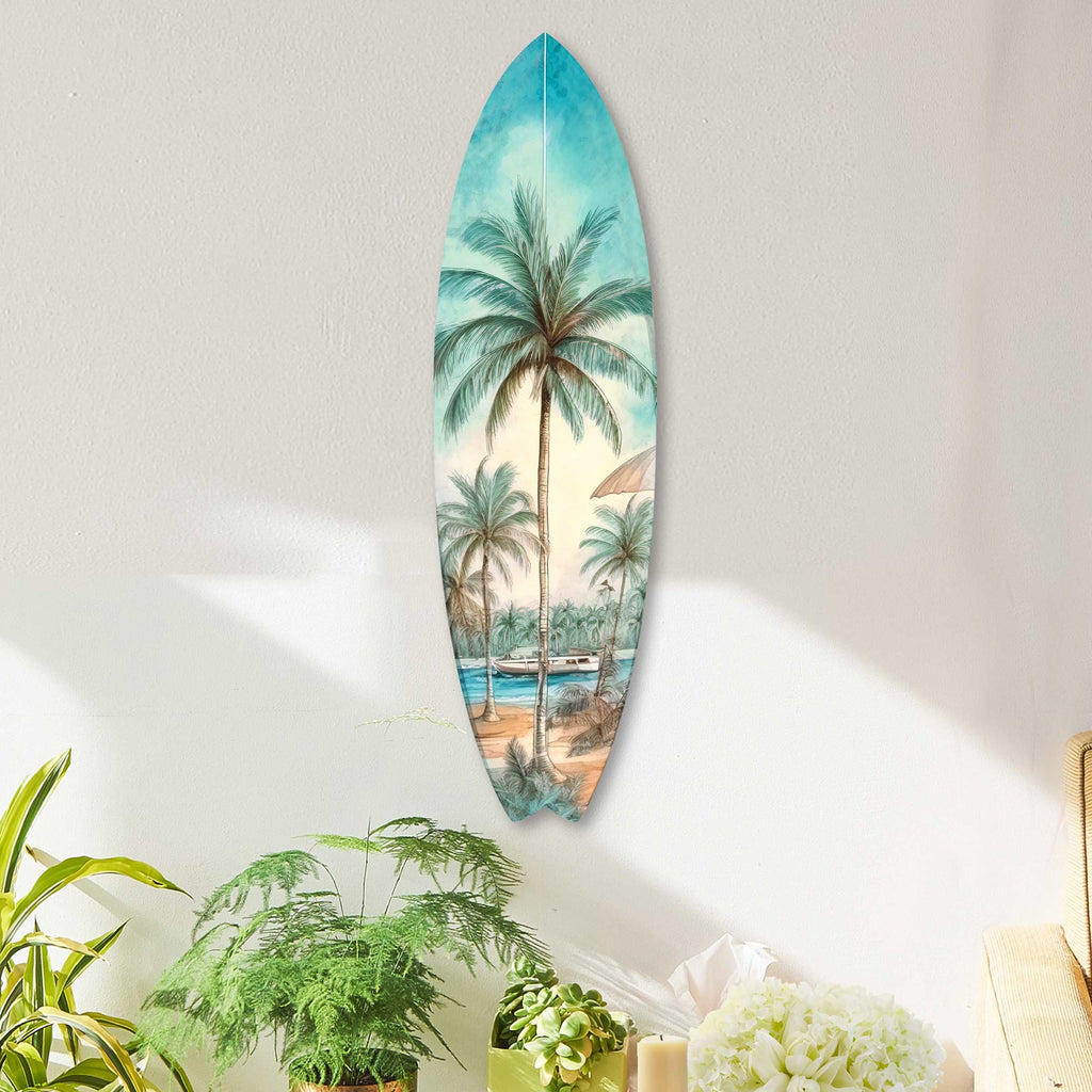 Tropical Surfboard Coastal Wall Art by G. DeBrekht - Coastal Holiday Décor - 8490111HS