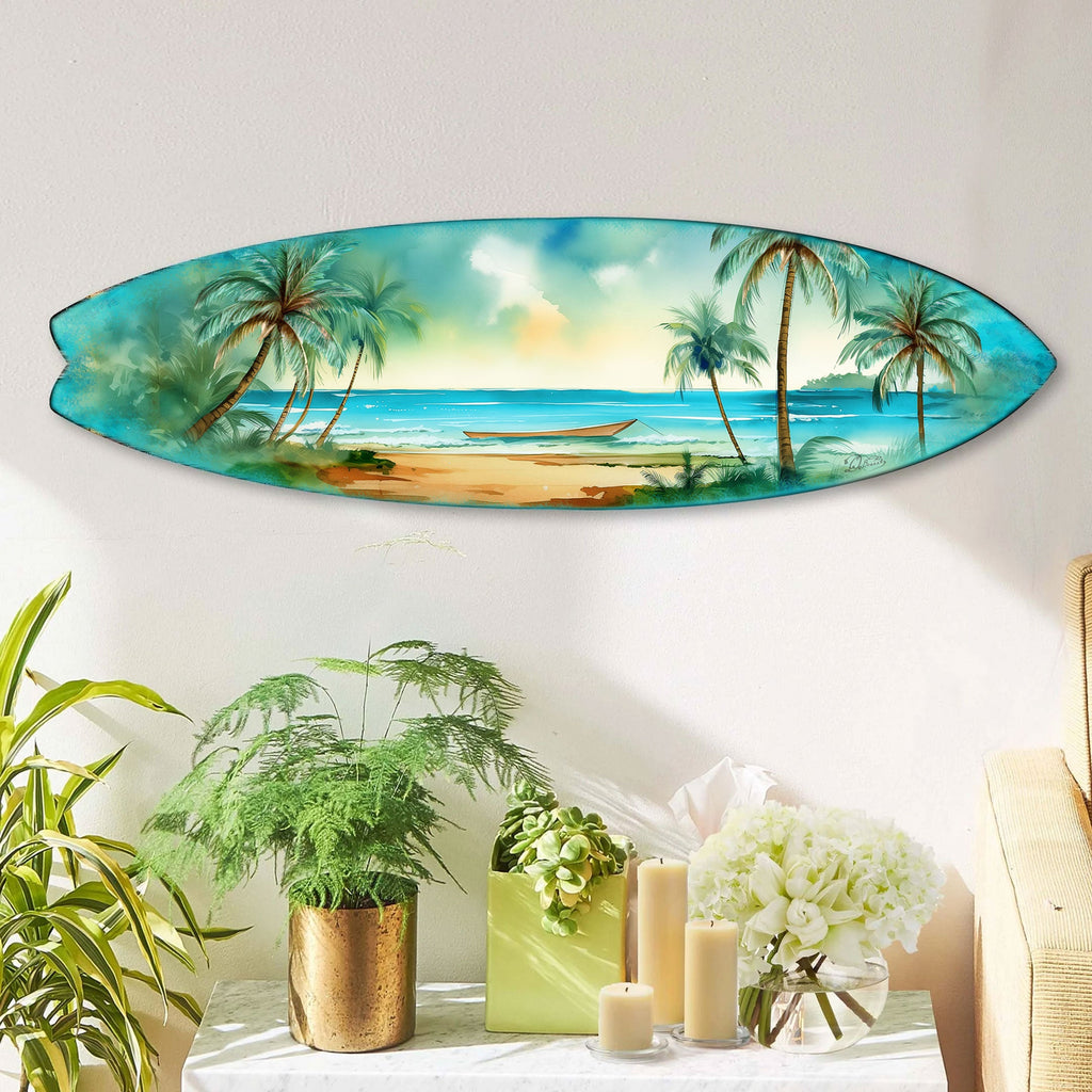 Tropical Island Surfboard Wall Art – Handcrafted Coastal Ocean Decor by G.DeBrekht – Beach House Accent for Indoor & Outdoor – 8490157HS