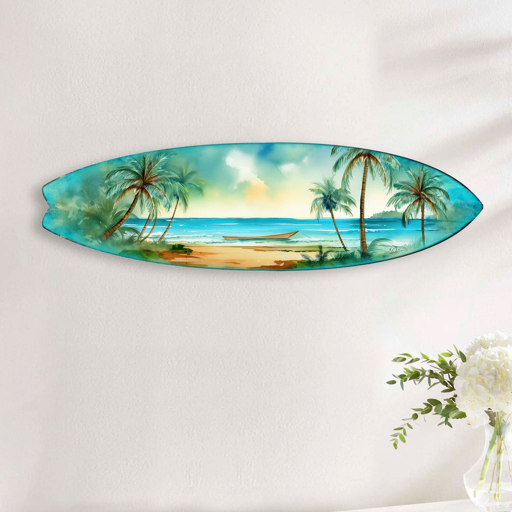 Tropical Island Surfboard Wall Art – Handcrafted Coastal Ocean Decor by G.DeBrekht – Beach House Accent for Indoor & Outdoor – 8490157HS