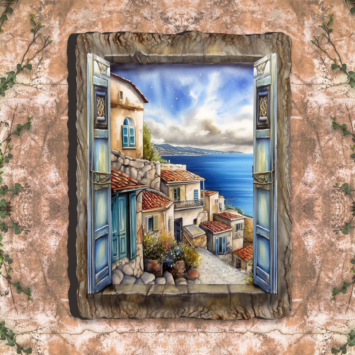 Coastal Town Window Wall Art by G. DeBrekht Coastal Décor - 8492107W
