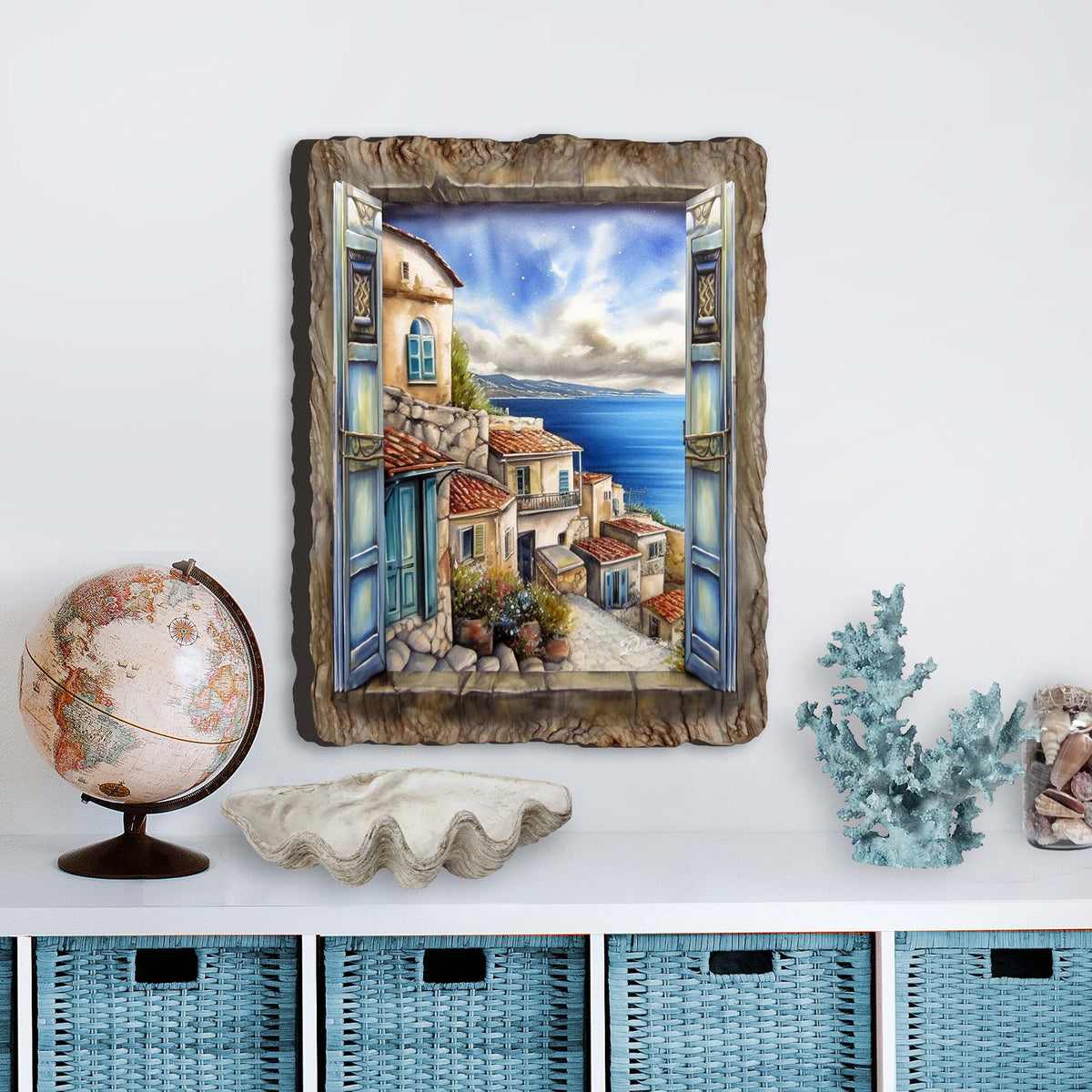 Coastal Town Window Wall Art by G. DeBrekht Coastal Décor - 8492107W