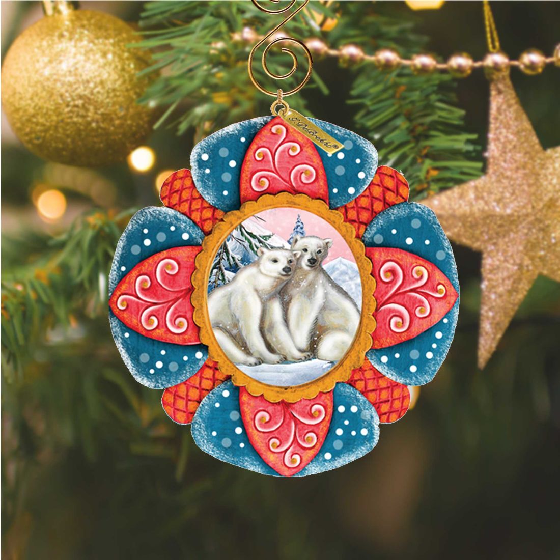 Polar Bear Sculpted Hand-Painted Christmas Ornament by G. DeBrekht - Wildlife Holiday Decor - 610550