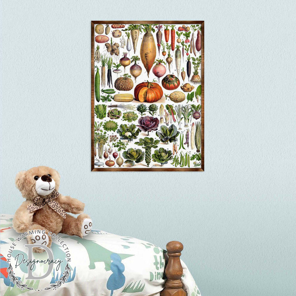 Kids Educational Poster with Root Vegetables - ?ÿMontessori Wooden Poster - Homeschool I Classroom Decor - Aesthetic - 310225