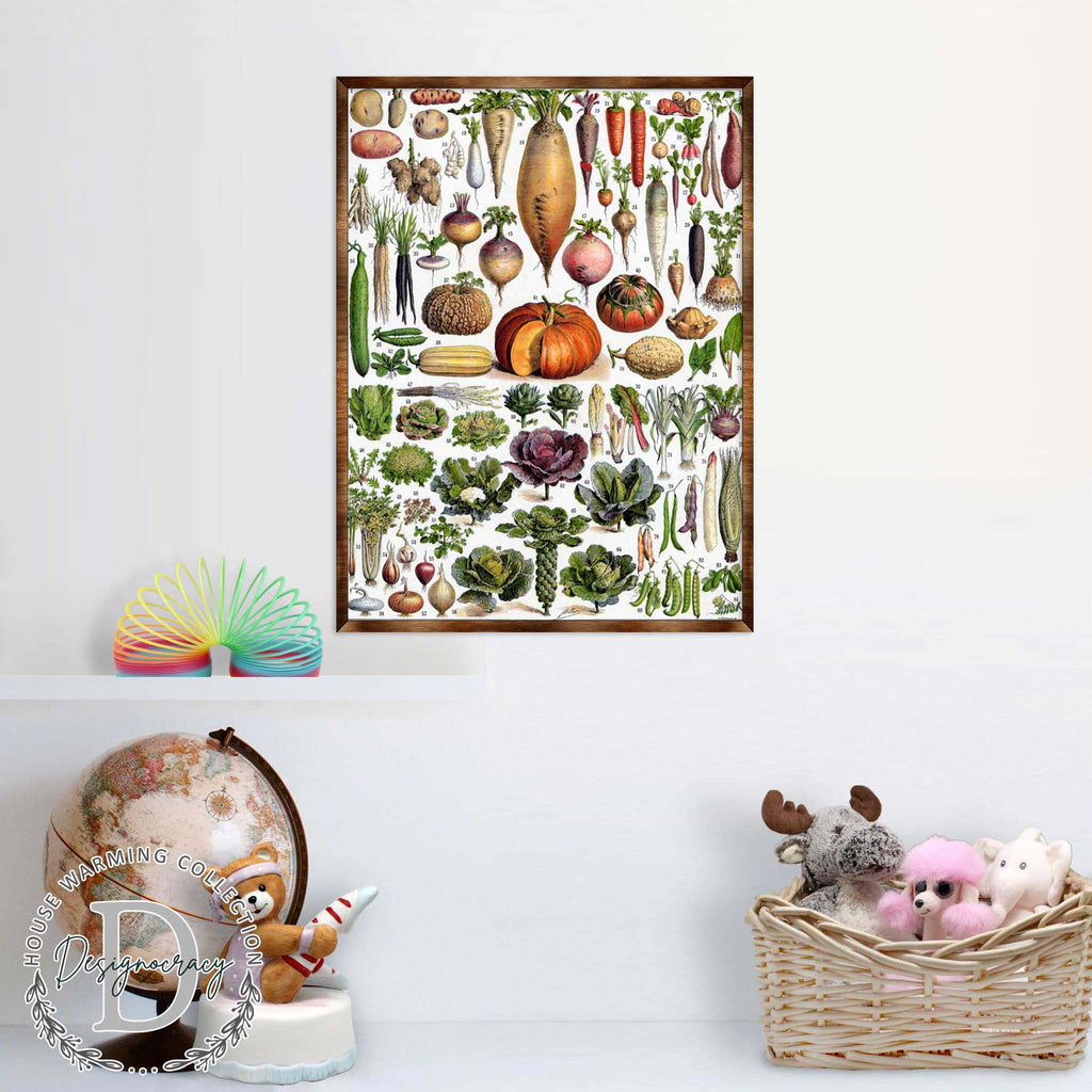 Kids Educational Poster with Root Vegetables - ?ÿMontessori Wooden Poster - Homeschool I Classroom Decor - Aesthetic - 310225