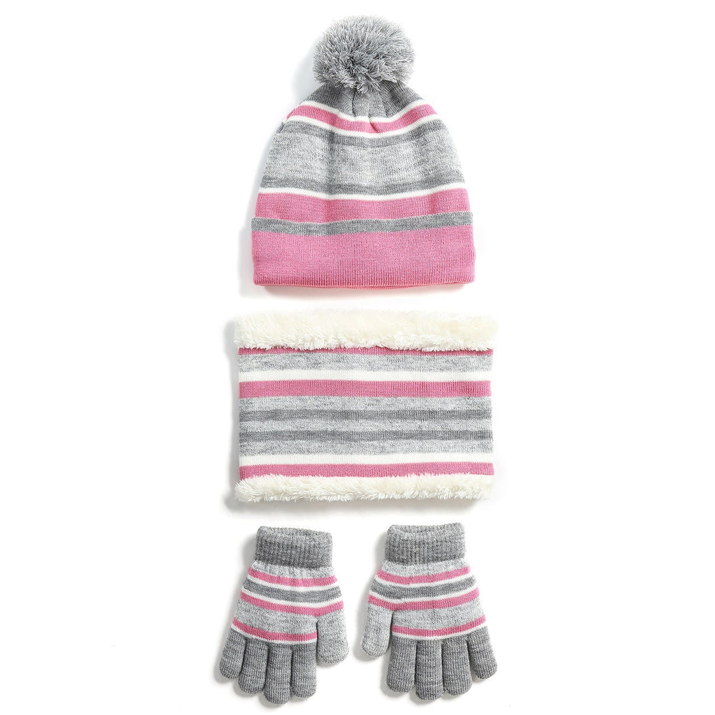 Kids Winter Hat, Scarf and Gloves Set, Pink