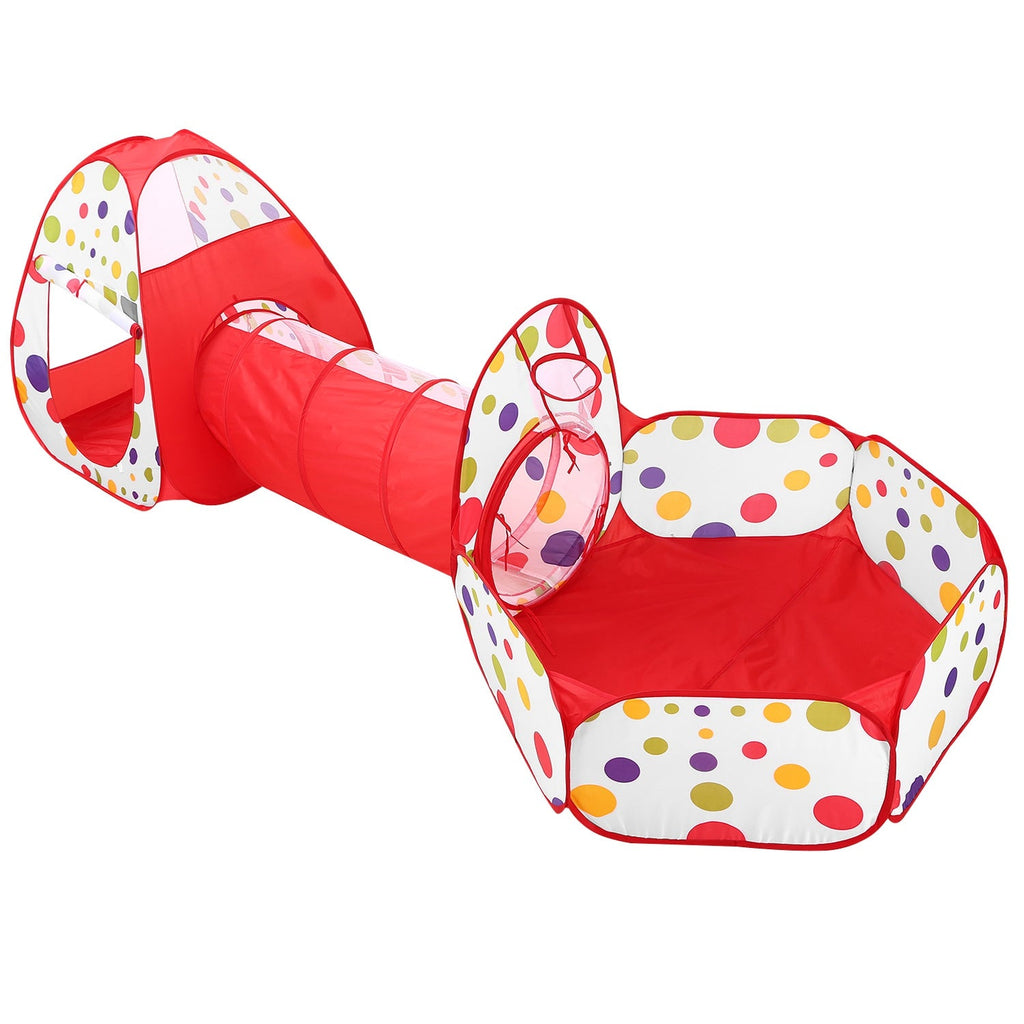 3 In 1 Child Crawl Tunnel Tent Kids Play Tent Ball Pit Set Foldable Children Play House Pop-up Kids Tent w/Storage Bag for Indoor Outdoor Travel Use