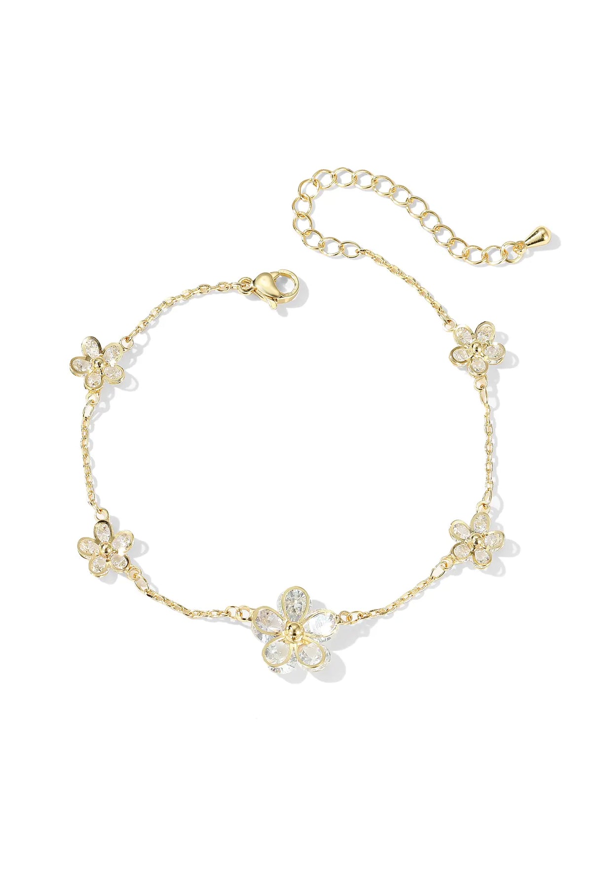 Dainty Sparkling Flower Bracelet