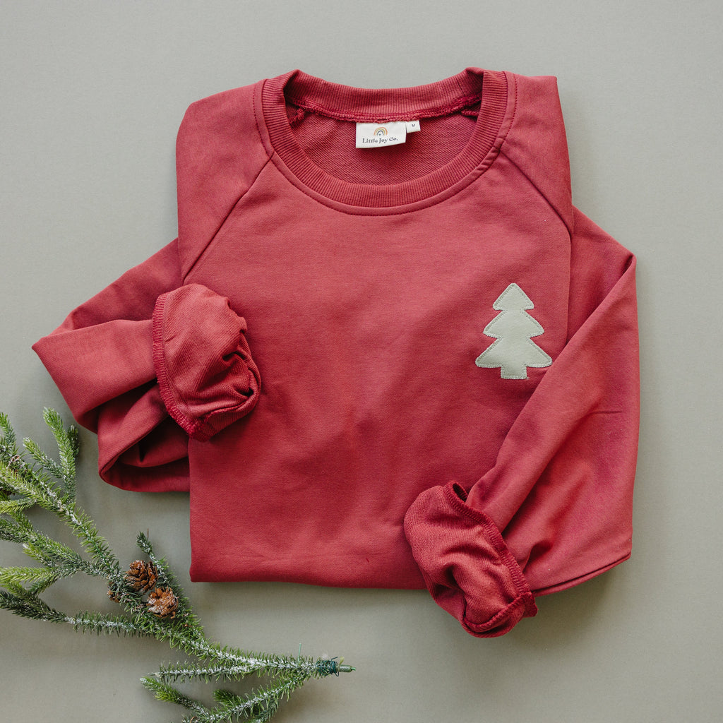 Adult Christmas Tree Applique Crewneck Sweatshirt