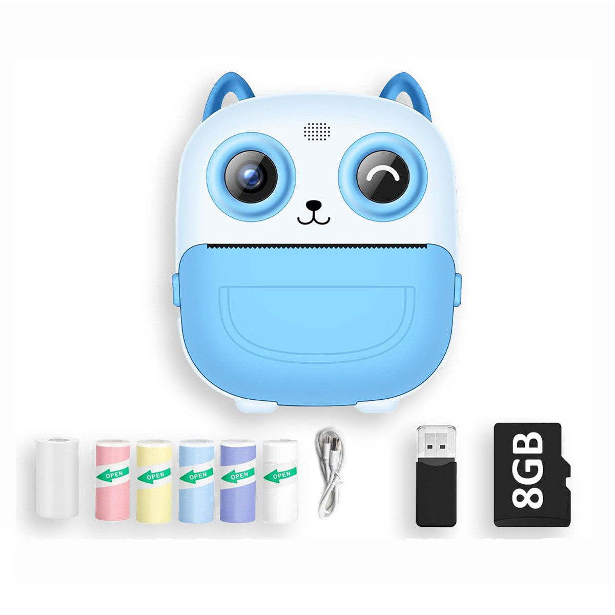 Kids Instant Print Camera with Photo Paper and 8GB Card