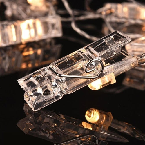 20 LED Large Photo Clip Clear Cable Lights - Plug in