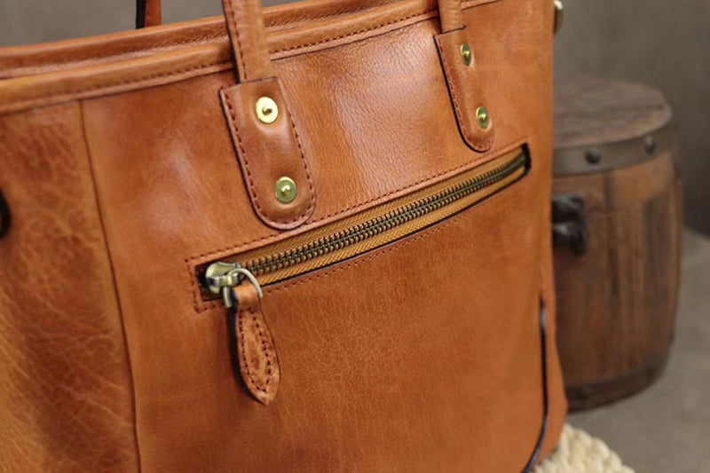 Classic Leather Tote Everyday Use Tote Bag Full Grain Leather Shoulder Bag Handmade Leather Purse