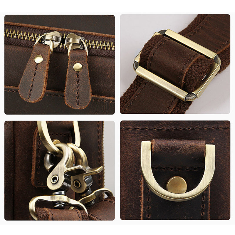 Crazy Horse Leather Briefcase High-Quality Leather Messenger Bags Men's Large Travel Shoulder Bag