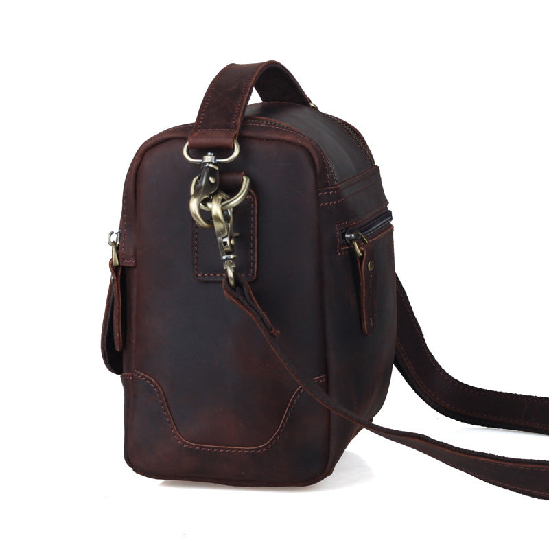 Crazy Horse Leather Camera Shoulder Bag Full Grain Leather Crossbody DSLR Camera Bag Mens Messenger Bag