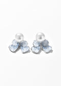 Pearly Blue Ribbon Earrings
