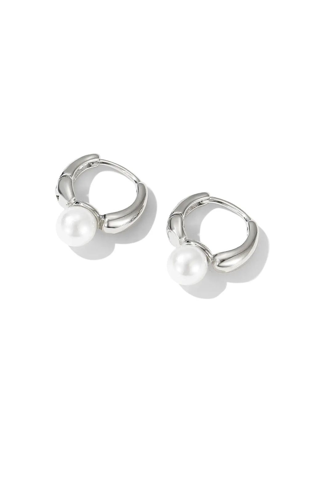Pearl Huggie Hoops
