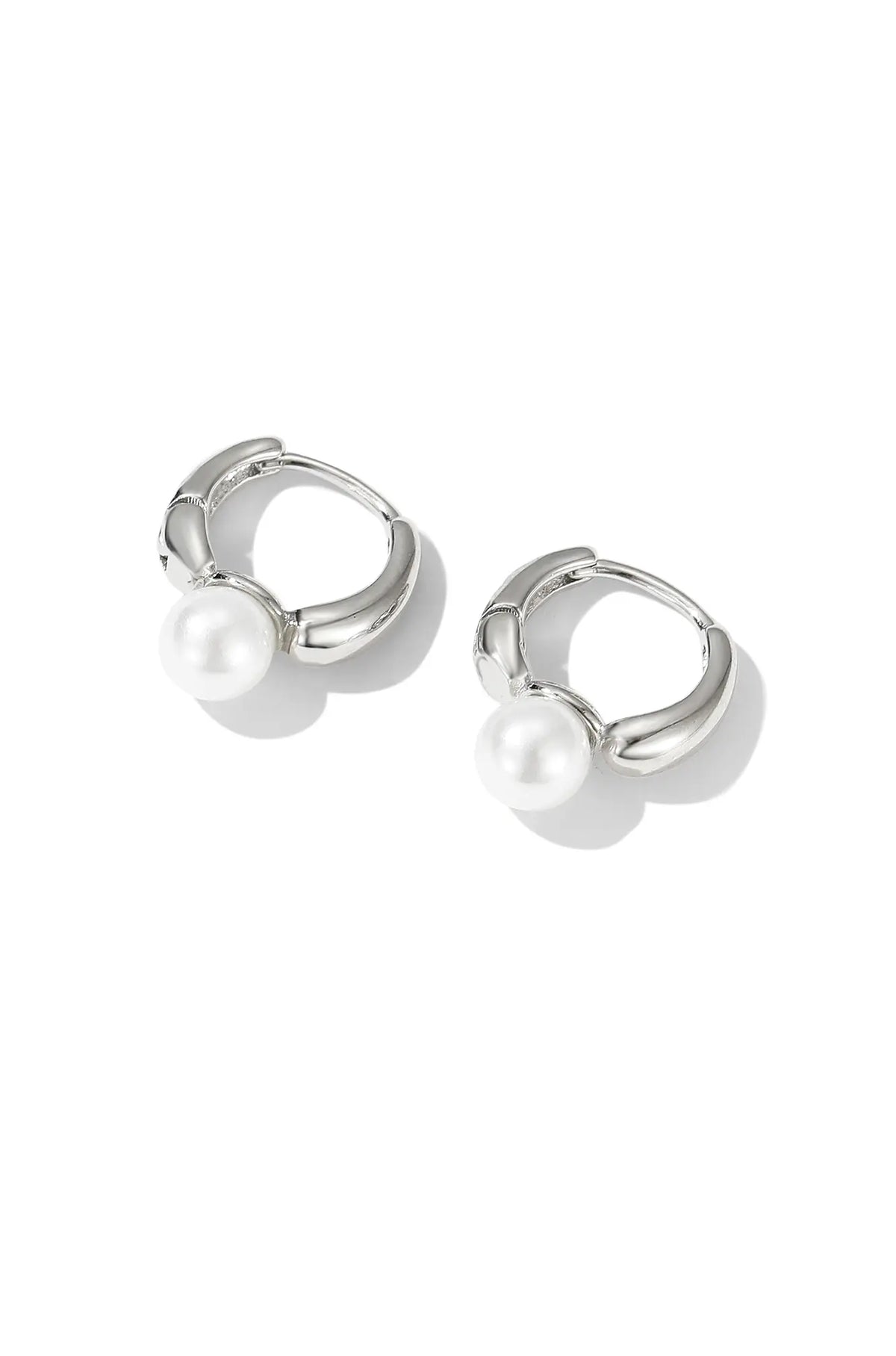 Pearl Huggie Hoops