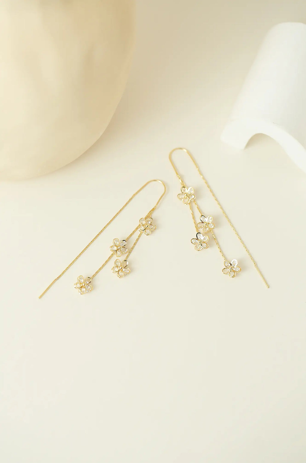 Flower Gold Threader Earrings