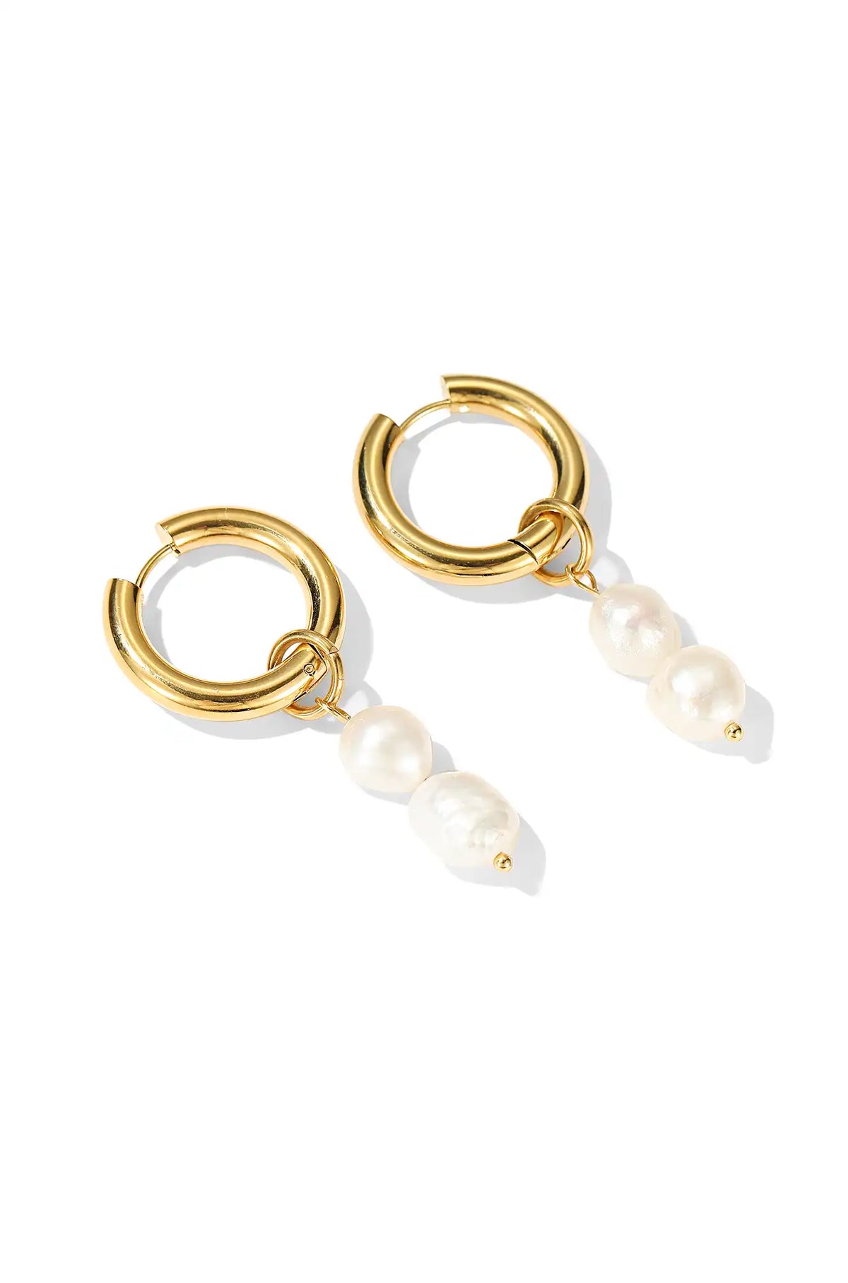Pearl Drop Hoop Earrings