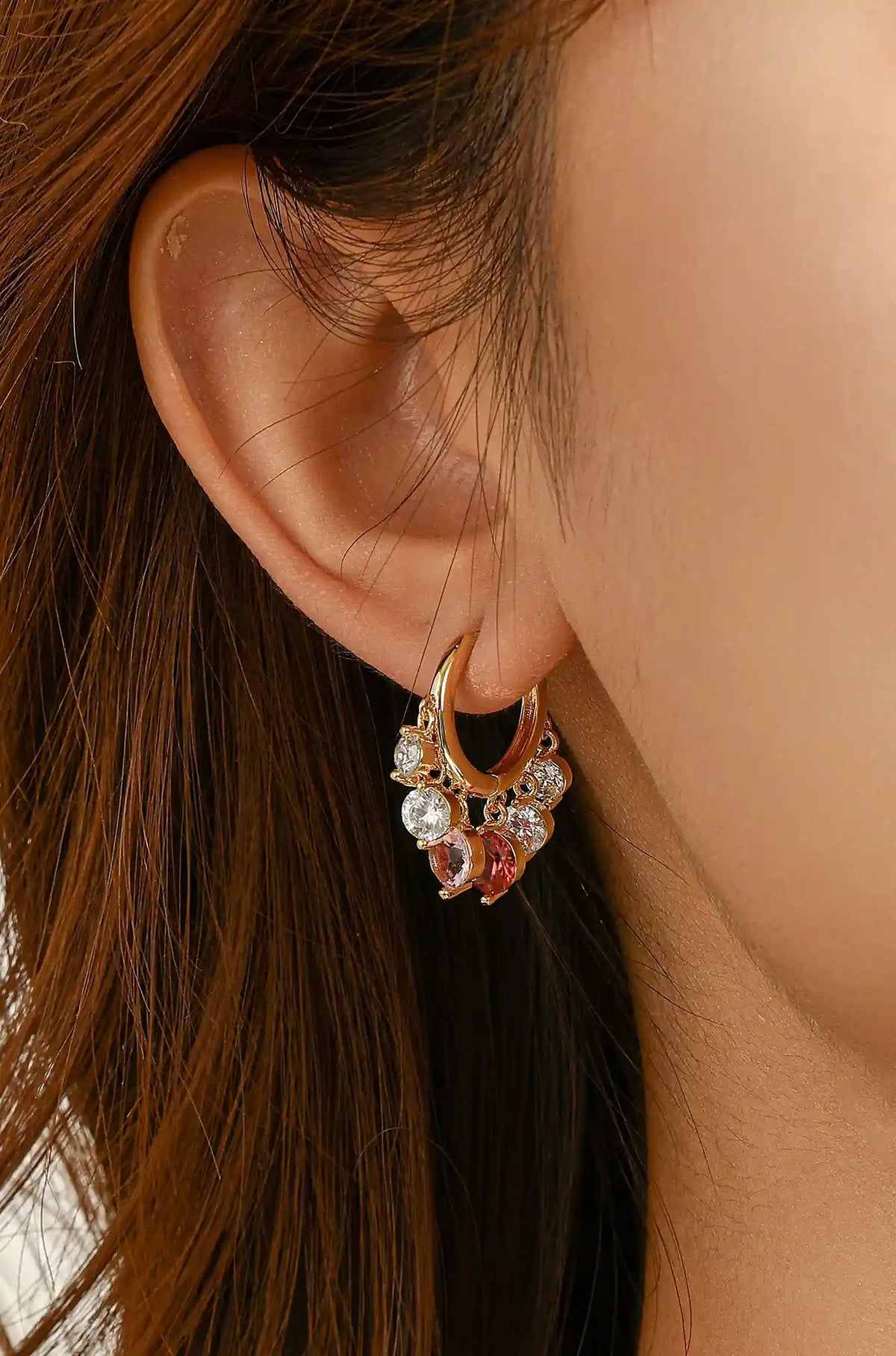 Gold Dangle Hoop Earrings