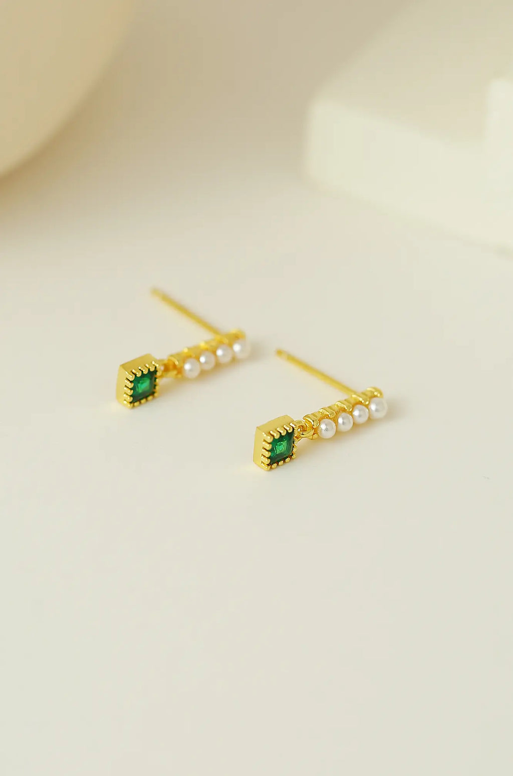 Green Emerald Dangle Earrings