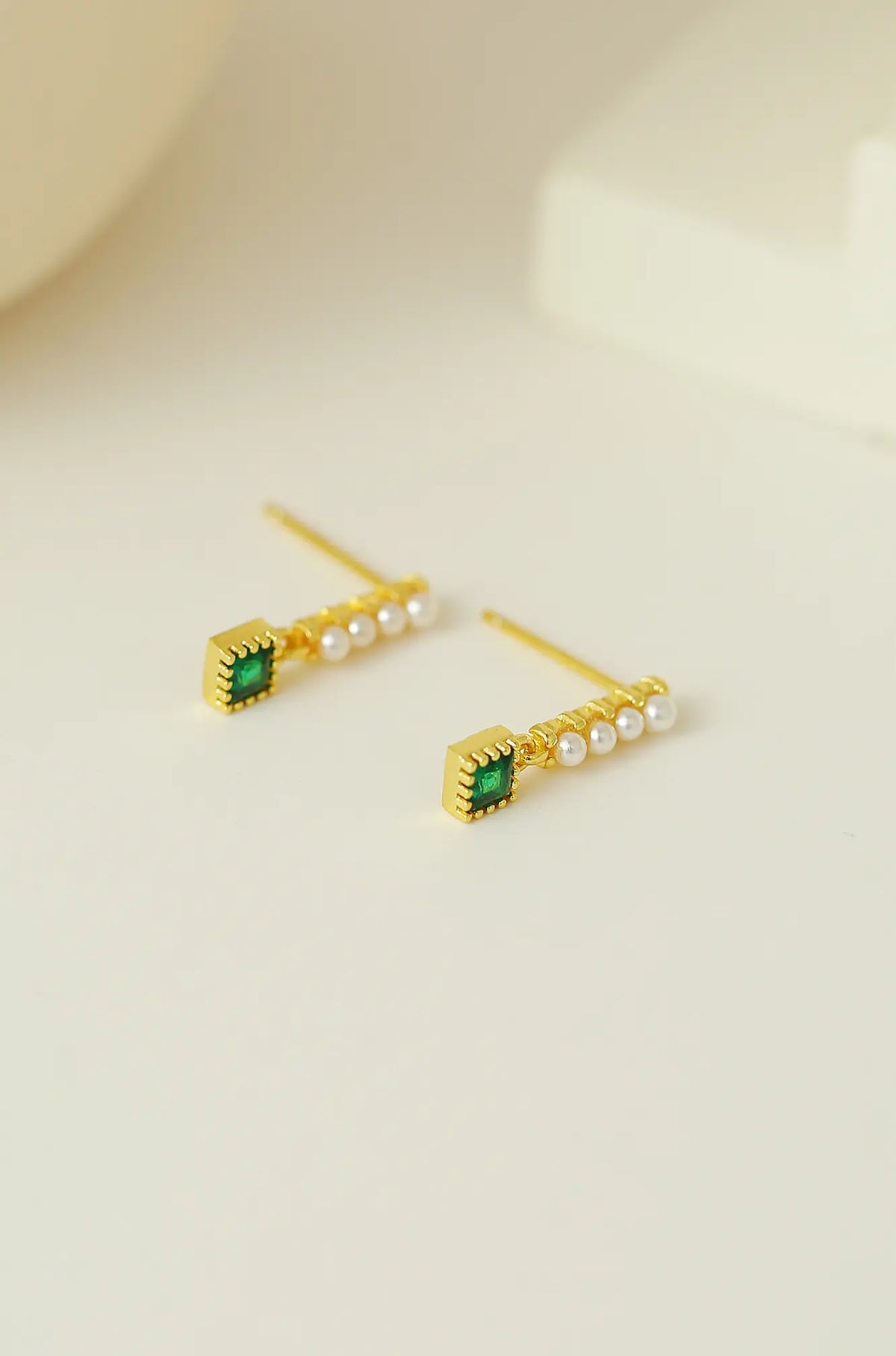 Green Emerald Dangle Earrings
