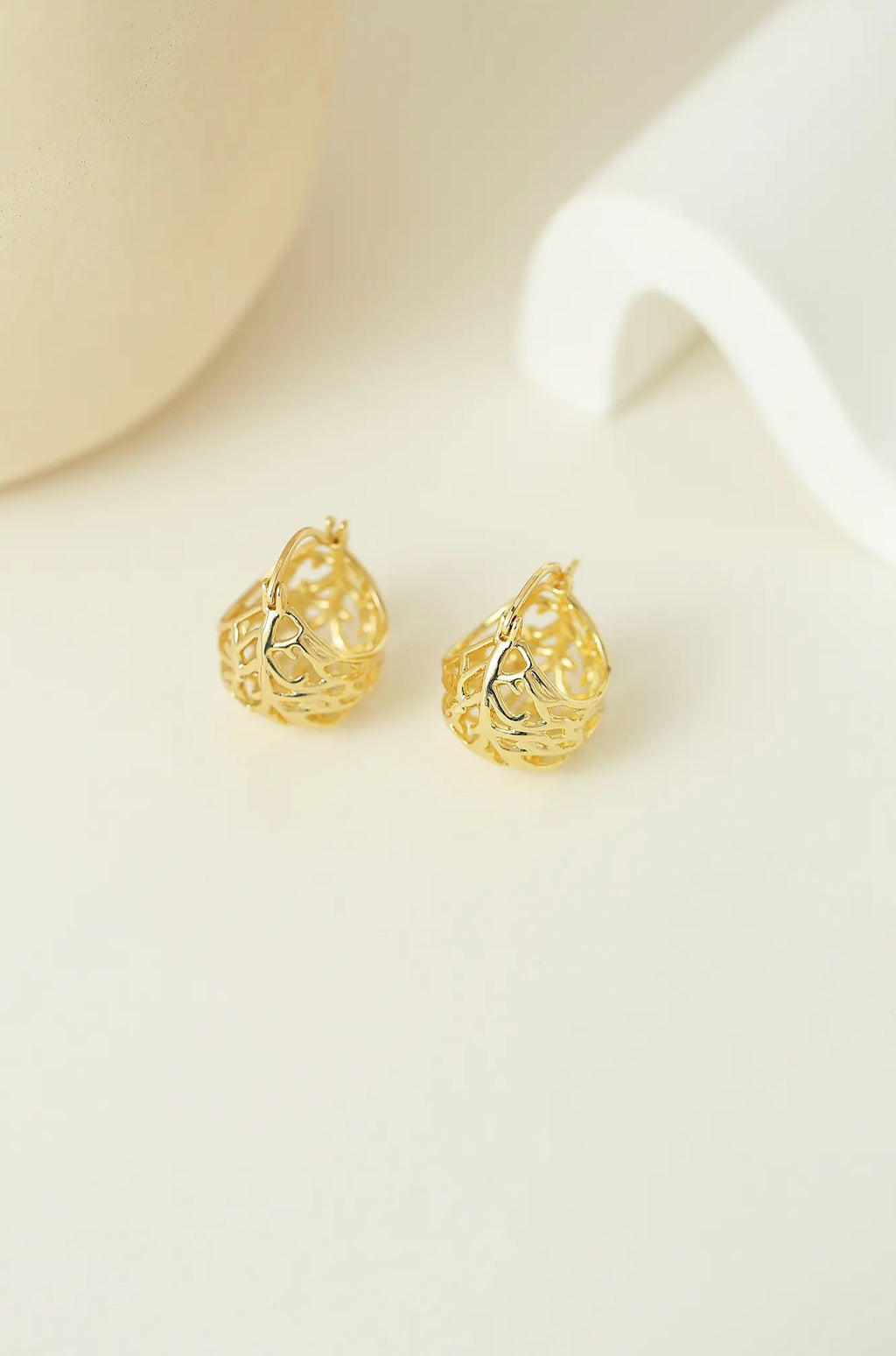 Gold Filigree Ball Earrings