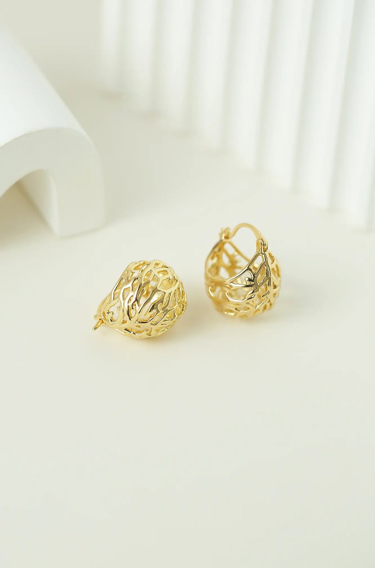 Gold Filigree Ball Earrings