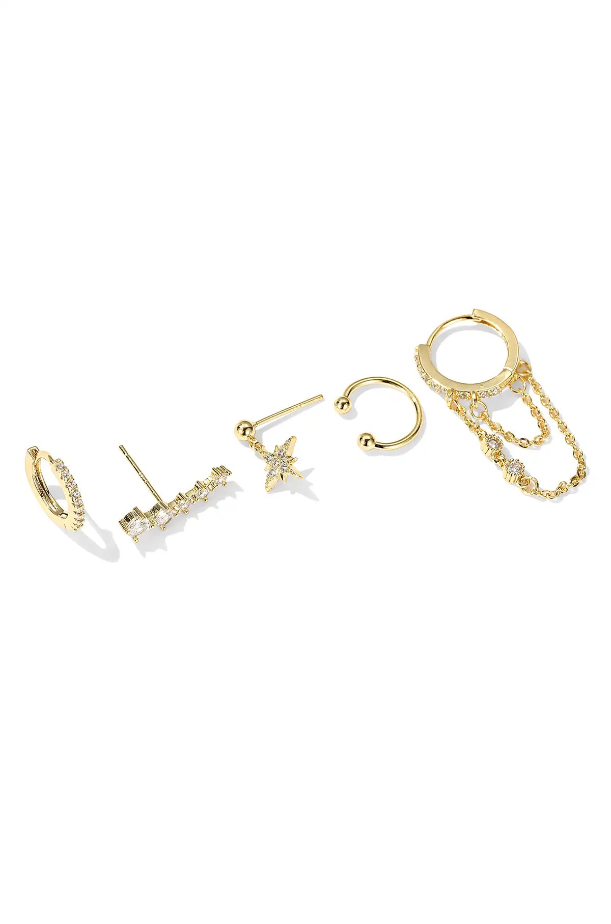 Star and Moon Earrings Set
